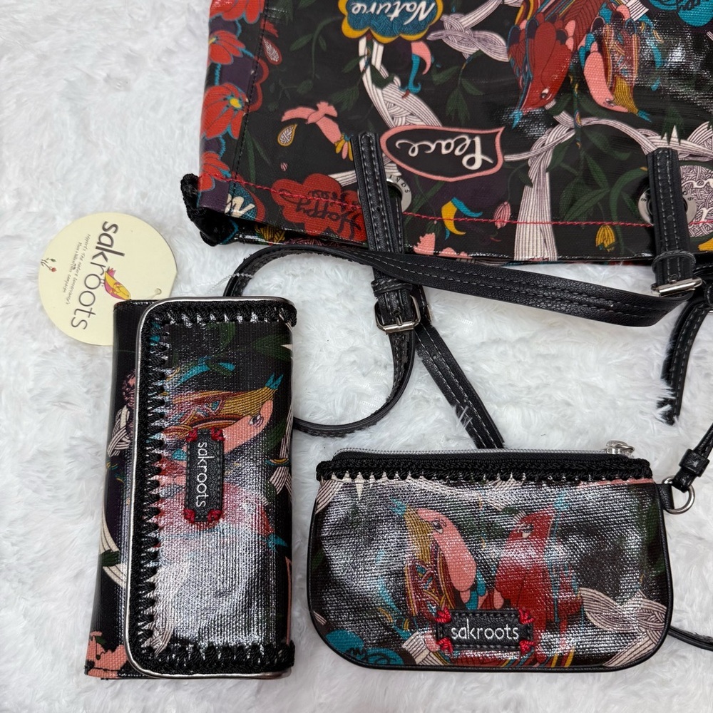 Sakroots Artist Circle Peace Birds Tote Set NWT Boho Festival Bag Wallet - Picture 3 of 16